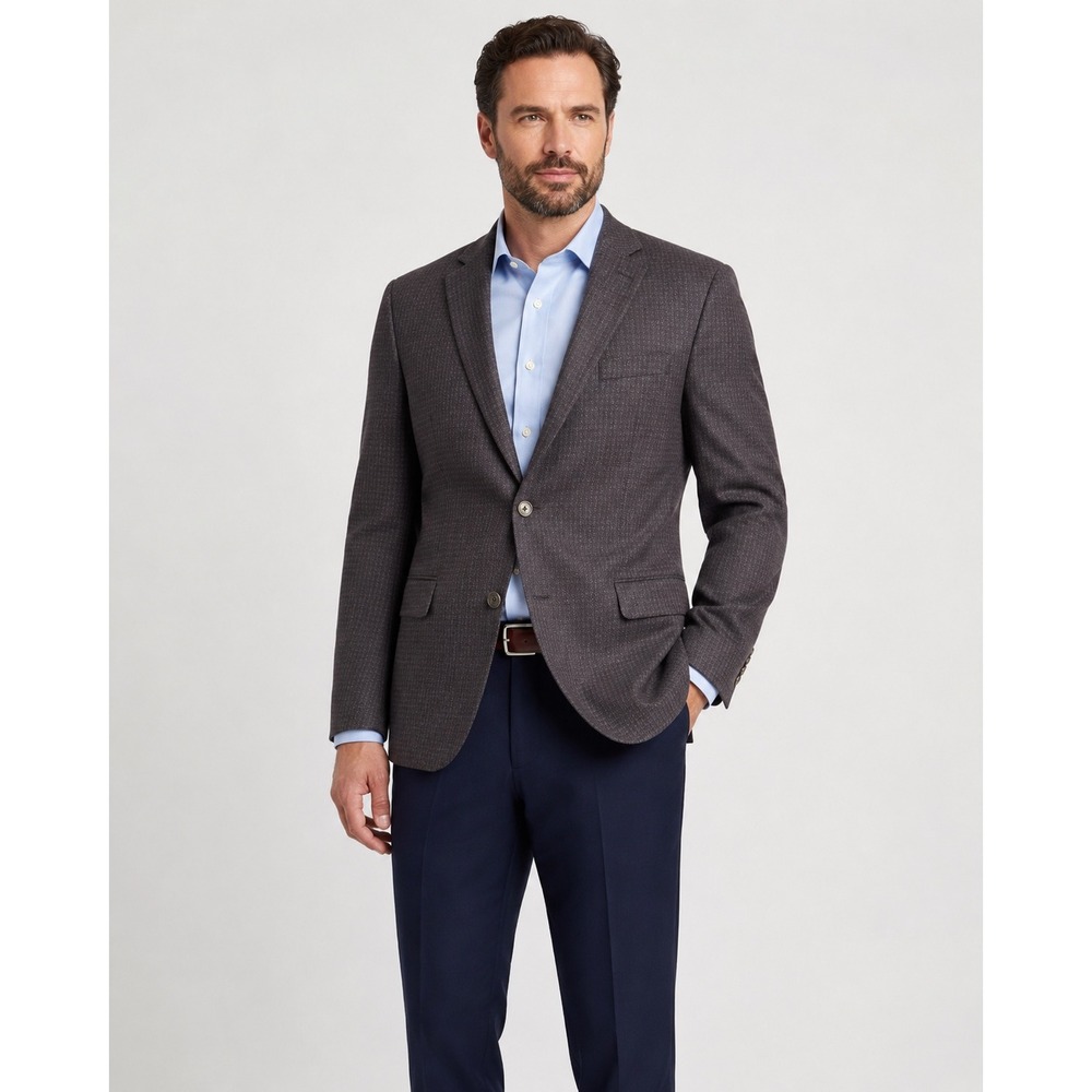 Jack Victor Exclusive Collection Mens 44R Navy Brown Wool Blazer Sport Coat